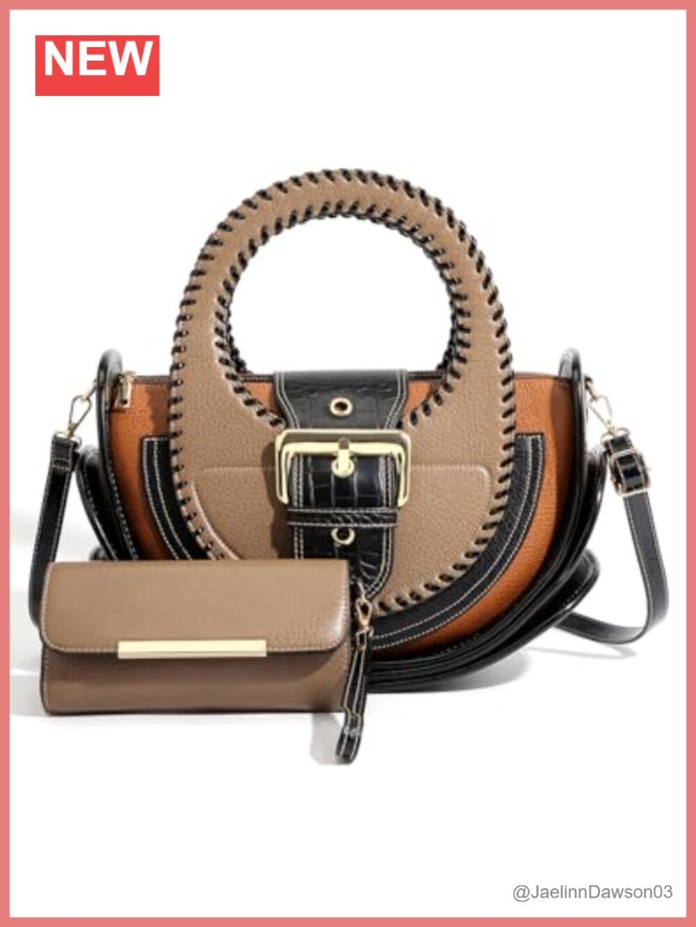 Womens Satchel Handbag Set Faux Leather Crocodile Embossed Whipstitch